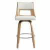 Tabouret De Bar Scandinave Pivotant Blanc Et Bois Clair GARBO