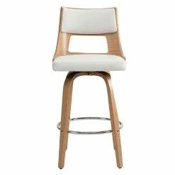 Tabouret De Bar Scandinave Pivotant Blanc Et Bois Clair GARBO