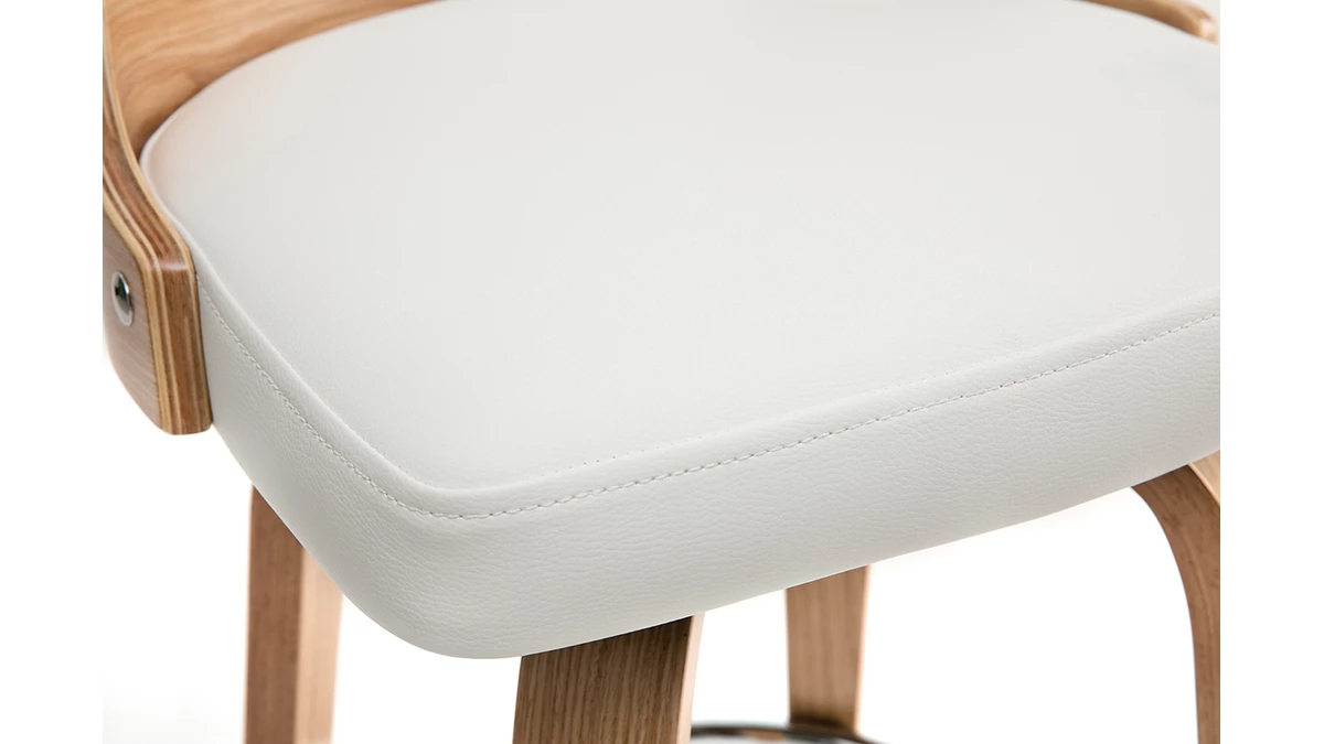 Tabouret De Bar Scandinave Pivotant Blanc Et Bois Clair GARBO 7 Tabouret De Bar Scandinave Pivotant Blanc Et Bois Clair GARBO – Image 5