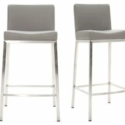 Tabouret Design Gris H66 Cm (lot De 2) EPSILON