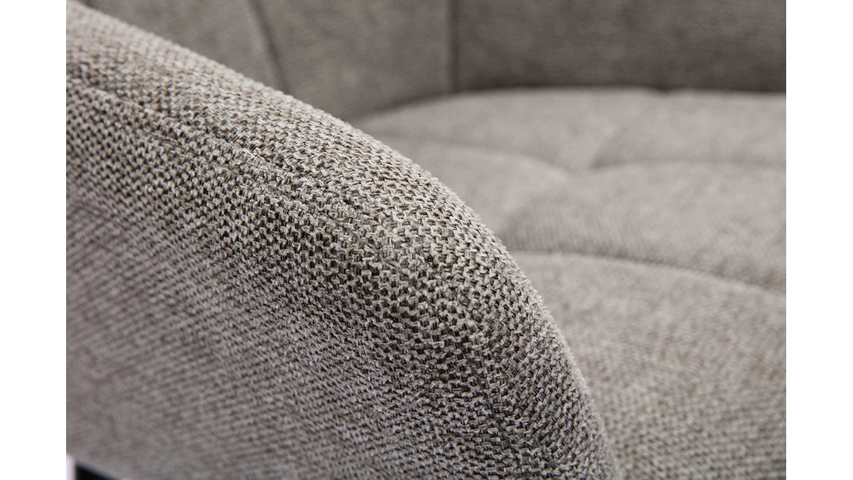 Tabourets De Bar Avec Sièges Matelassés En Tissu Effet Velours Texturé Gris Et Métal Noir H65 Cm (lot De 2) MONTERO 8 Tabourets De Bar Avec Sièges Matelassés En Tissu Effet Velours Texturé Gris Et Métal Noir H65 Cm (lot De 2) MONTERO – Image 6