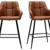 Tabourets De Bar Avec Sièges Matelassés Marron Et Métal Noir H65 Cm (lot De 2) MONTERO -Canapé Soldes tabourets de bar avec sieges matelasses marron et metal noir h65 cm lot de 2 montero 52273 637373fac90e9 1200 675