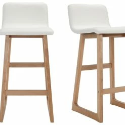 Tabourets De Bar Bois Clair Et Blanc 65 Cm (lot De 2) OSAKA