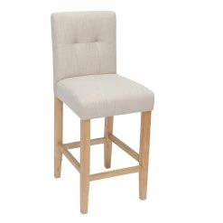 Tabourets De Bar Capitonnés Beige Naturel Et Bois H66 Cm (lot De 2) ESTER -Canapé Soldes tabourets de bar capitonnes beige naturel et bois h66 cm lot de 2 ester 49581 612ce31057d11 1200 675