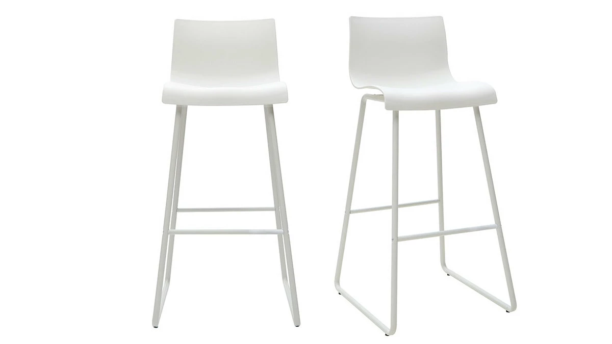 Tabourets De Bar Design Blanc 76 Cm (lot De 2) ONA 3 Tabourets De Bar Design Blanc 76 Cm (lot De 2) ONA
