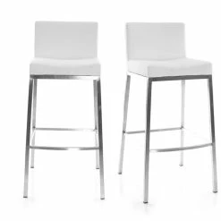 Tabourets De Bar Design Blancs 76 Cm EPSILON (lot De 2)