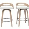 Tabourets De Bar Design Bois Clair Et Polyuréthane Blanc 65cm (lot De 2) MANO