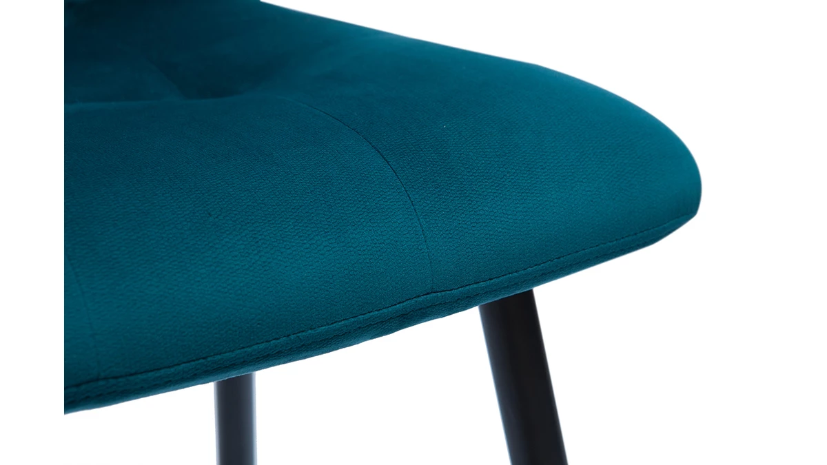 Tabourets De Bar Design En Tissu Velours Gaufré Bleu Pétrole Et Métal H65 Cm (lot De 2) ESCAPE 8 Tabourets De Bar Design En Tissu Velours Gaufré Bleu Pétrole Et Métal H65 Cm (lot De 2) ESCAPE – Image 6