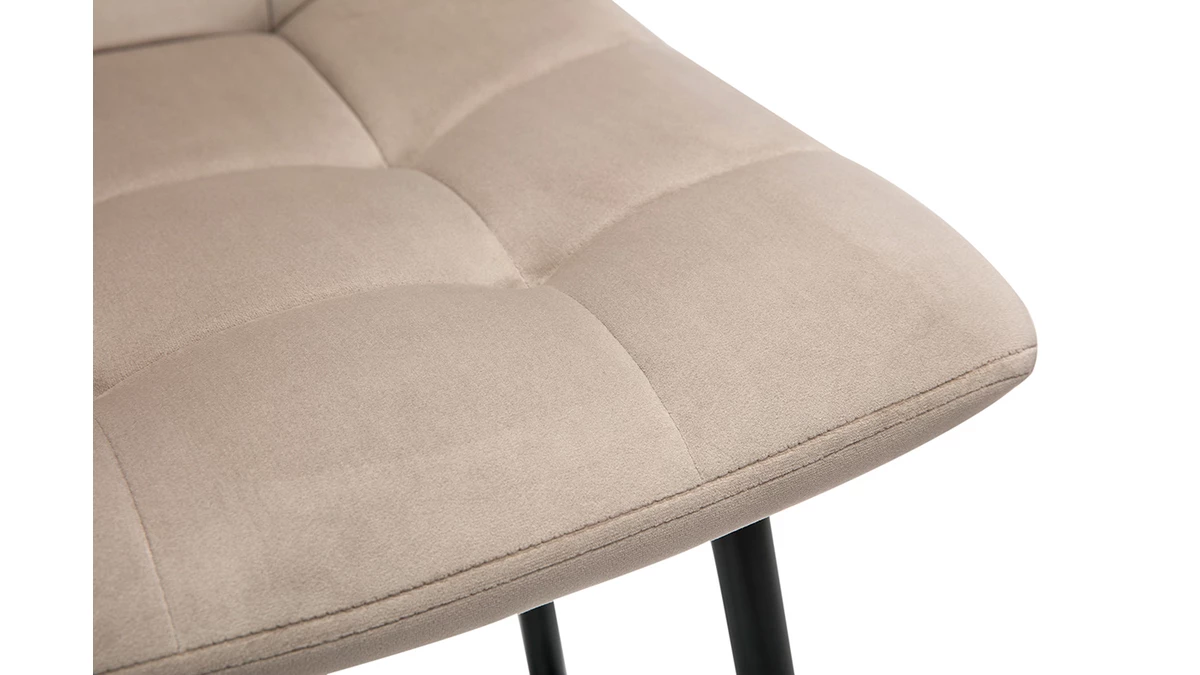 Tabourets De Bar Design En Velours Taupe H65 Cm (lot De 2) MAXWELL 8 Tabourets De Bar Design En Velours Taupe H65 Cm (lot De 2) MAXWELL – Image 6