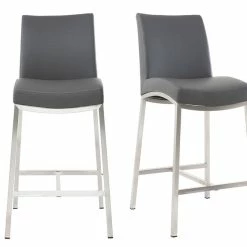 Tabourets De Bar Design Gris Foncé H70 Cm (lot De 2) OLLY