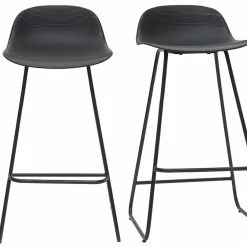 Tabourets De Bar Design Noirs H65 Cm (lot De 2) ELLA