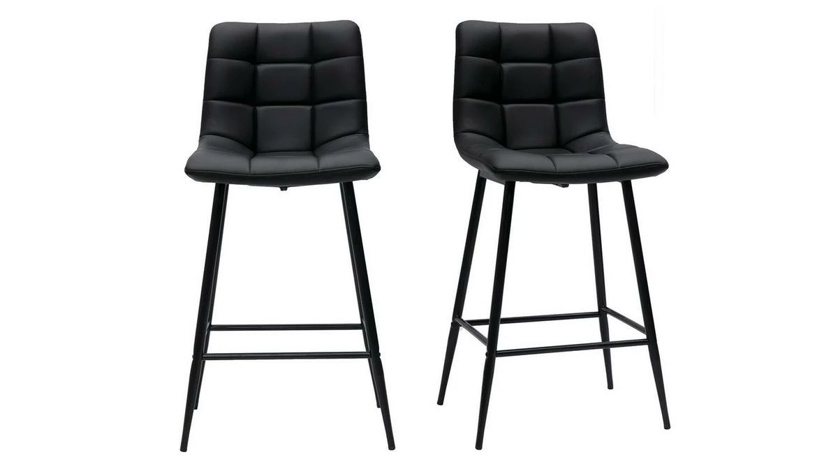 Tabourets De Bar Design Noirs H65 Cm (lot De 2) MAXWELL 3 Tabourets De Bar Design Noirs H65 Cm (lot De 2) MAXWELL