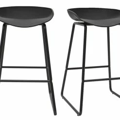 Tabourets De Bar Design Noirs H65 Cm (lot De 2) PEBBLE