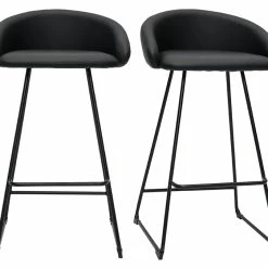 Tabourets De Bar Design Noirs H69 Cm (lot De 2) REYNOLD