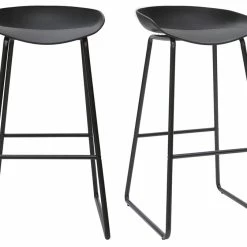 Tabourets De Bar Design Noirs H75 Cm (lot De 2) PEBBLE
