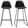 Tabourets De Bar Design Noirs Pieds Métal 65 Cm (lot De 2) FRANZ