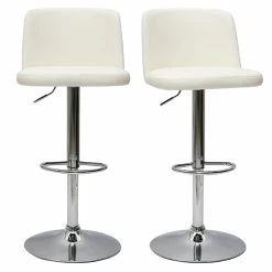 Tabourets De Bar Design Réglables Blancs (lot De 2) MONTI