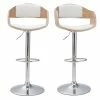 Tabourets De Bar Design Réglables En Polyuréthane Blanc Et Bois Clair (lot De 2) EUSTACHE -Canapé Soldes tabourets de bar design reglables en polyurethane blanc et bois clair lot de 2 eustache 53583 63175d27ad89d 1200 675