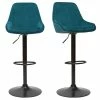 Tabourets De Bar Design Réglables Velours Bleu Pétrole (lot De 2) HOLO -Canapé Soldes tabourets de bar design reglables velours bleu petrole lot de 2 holo 48906 619f5a3371af6 1200 675