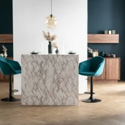 Tabourets De Bar Design Réglables Velours Bleu Pétrole (lot De 2) TAYA -Canapé Soldes tabourets de bar design reglables velours bleu petrole lot de 2 taya 48904 615da7116f289 1200 675