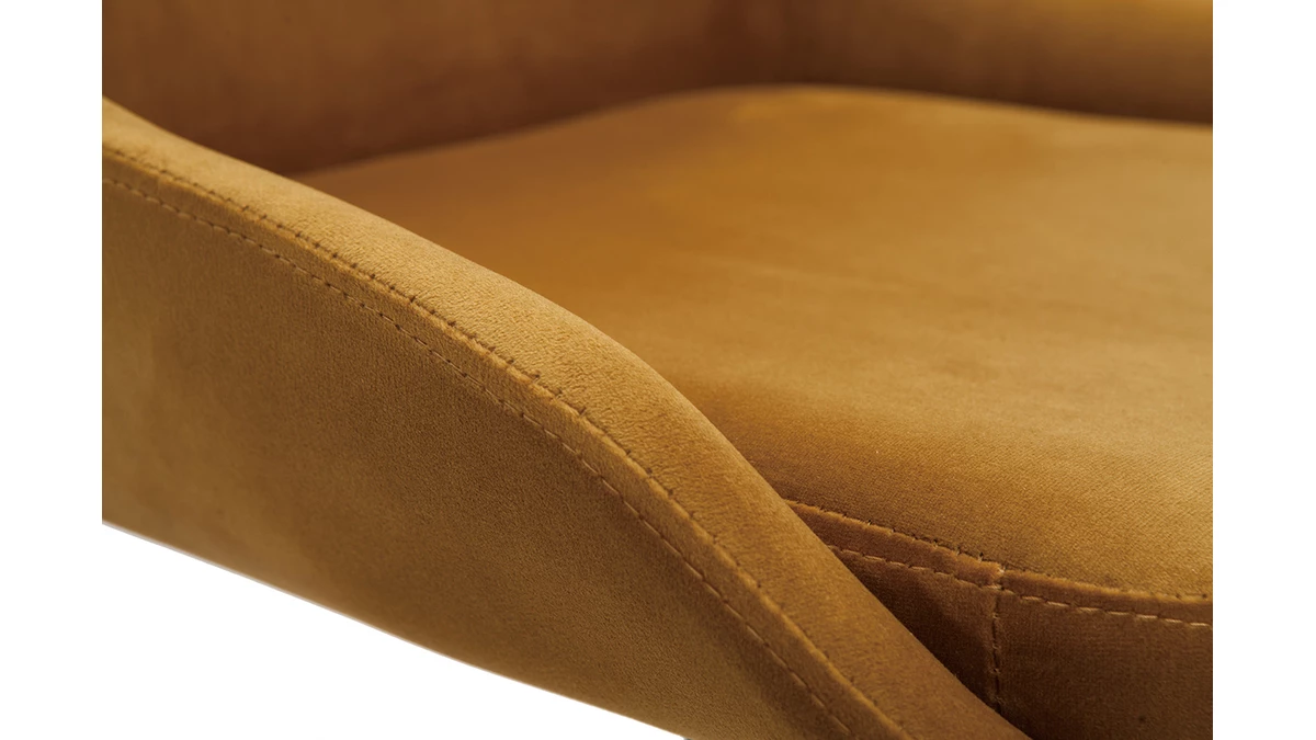 Tabourets De Bar Design Réglables Velours Bronze (lot De 2) HOLO 8 Tabourets De Bar Design Réglables Velours Bronze (lot De 2) HOLO – Image 6