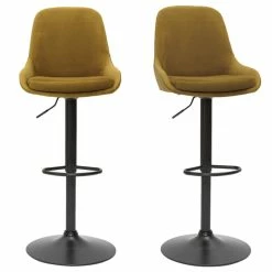 Tabourets De Bar Design Réglables Velours Bronze (lot De 2) HOLO