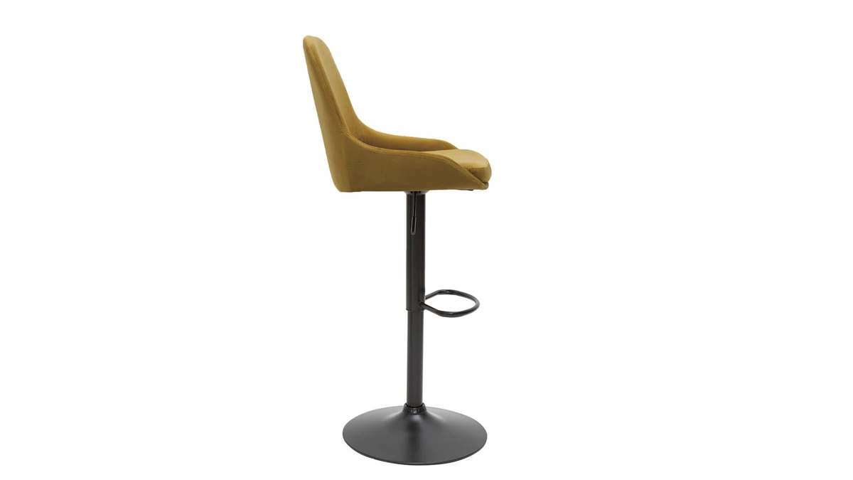 Tabourets De Bar Design Réglables Velours Bronze (lot De 2) HOLO 6 Tabourets De Bar Design Réglables Velours Bronze (lot De 2) HOLO – Image 4