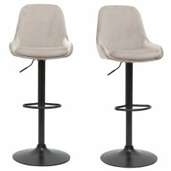 Tabourets De Bar Design Réglables Velours Taupe (lot De 2) HOLO