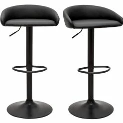Tabourets De Bar Design Relevables Noirs (lot De 2) REYNOLD