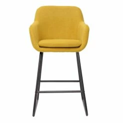 Tabourets De Bar En Tissu Effet Velours Jaune Moutarde H65 Cm (lot De 2) AMIKA -Canapé Soldes tabourets de bar en tissu effet velours jaune moutarde h65 cm lot de 2 amika 52690 63ff385f43039 1200 675