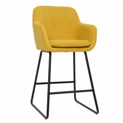 Tabourets De Bar En Tissu Effet Velours Jaune Moutarde H65 Cm (lot De 2) AMIKA -Canapé Soldes tabourets de bar en tissu effet velours jaune moutarde h65 cm lot de 2 amika 52690 63ff3861765df 1200 675
