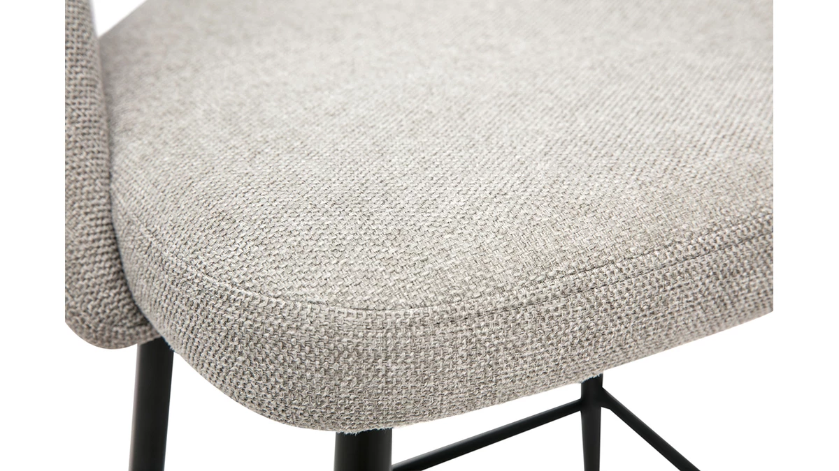 Tabourets De Bar En Tissu Effet Velours Texturé Gris H65 Cm (lot De 2) COSETTE 8 Tabourets De Bar En Tissu Effet Velours Texturé Gris H65 Cm (lot De 2) COSETTE – Image 6