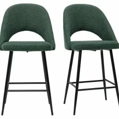 Tabourets De Bar En Tissu Effet Velours Texturé Vert H65 Cm (lot De 2) COSETTE