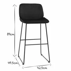 Tabourets De Bar Fixes En Tissu Velours Noir Pieds Métal Noir H65 (lot De 2) KAOLY -Canapé Soldes tabourets de bar fixes en tissu velours noir pieds metal noir h65 lot de 2 kaoly 51945 62d57a2bebcac 1200 675