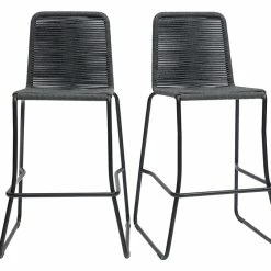 Tabourets De Bar Intérieur/exterieur Cordage Gris 72 Cm (lot De 2) YORGO