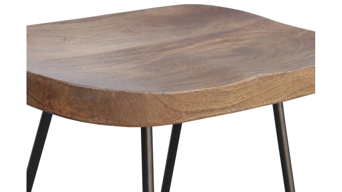 Tabourets De Bar Manguier Massif Et Métal 65 Cm (lot De 2) RUNKO 6 Tabourets De Bar Manguier Massif Et Métal 65 Cm (lot De 2) RUNKO – Image 4
