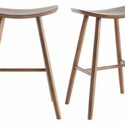 Tabourets De Bar Noyer H65 Cm (lot De 2) DEMORY
