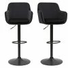 Tabourets De Bar Réglables En Velours Noir Et Métal (lot De 2) AMIKA