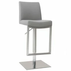 Tabourets De Bar Relevables Gris Et Acier Chromé (lot De 2) KYLE -Canapé Soldes tabourets de bar relevables gris et acier chrome lot de 2 kyle 53567 6315ef9fa8152 1200 675