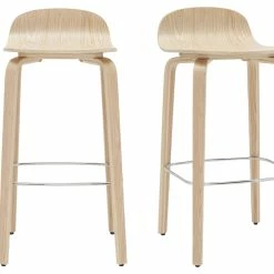 Tabourets De Bar Scandinaves Bois Chêne H68 Cm (lot De 2) OBRA