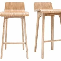 Tabourets De Bar Scandinaves Bois Clair H65 Cm (lot De 2) BALTIK