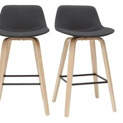 Tabourets De Bar Scandinaves Gris Foncé H65 Cm (lot De 2) NONIE