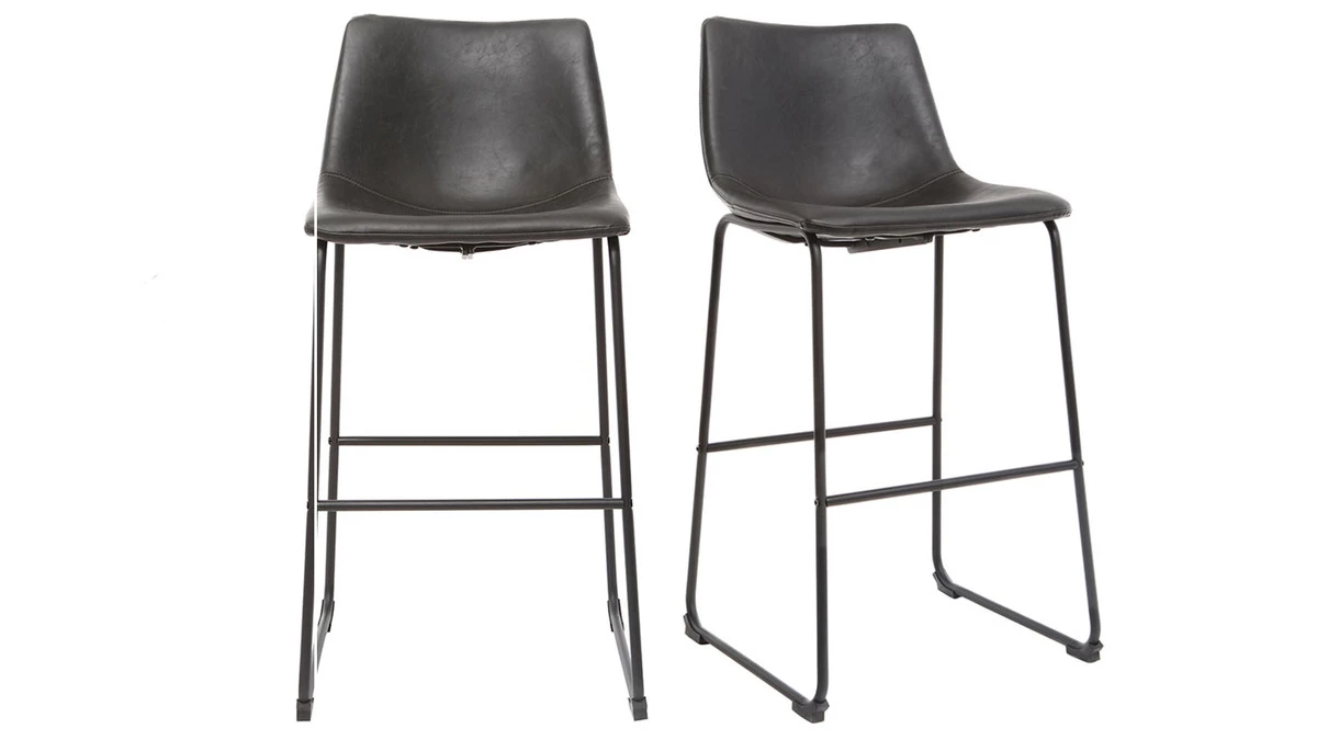 Tabourets De Bar Vintage Noirs 73 Cm (lot De 2) NEW ROCK 3 Tabourets De Bar Vintage Noirs 73 Cm (lot De 2) NEW ROCK