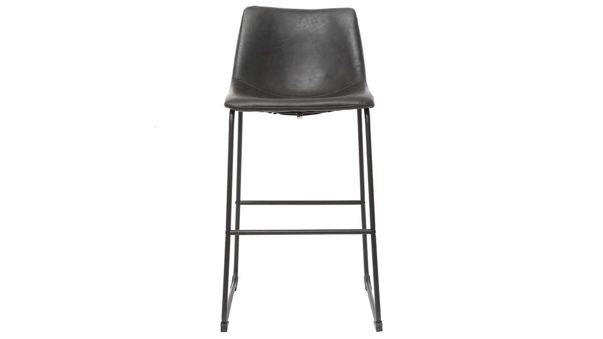 Tabourets De Bar Vintage Noirs 73 Cm (lot De 2) NEW ROCK 4 Tabourets De Bar Vintage Noirs 73 Cm (lot De 2) NEW ROCK – Image 2