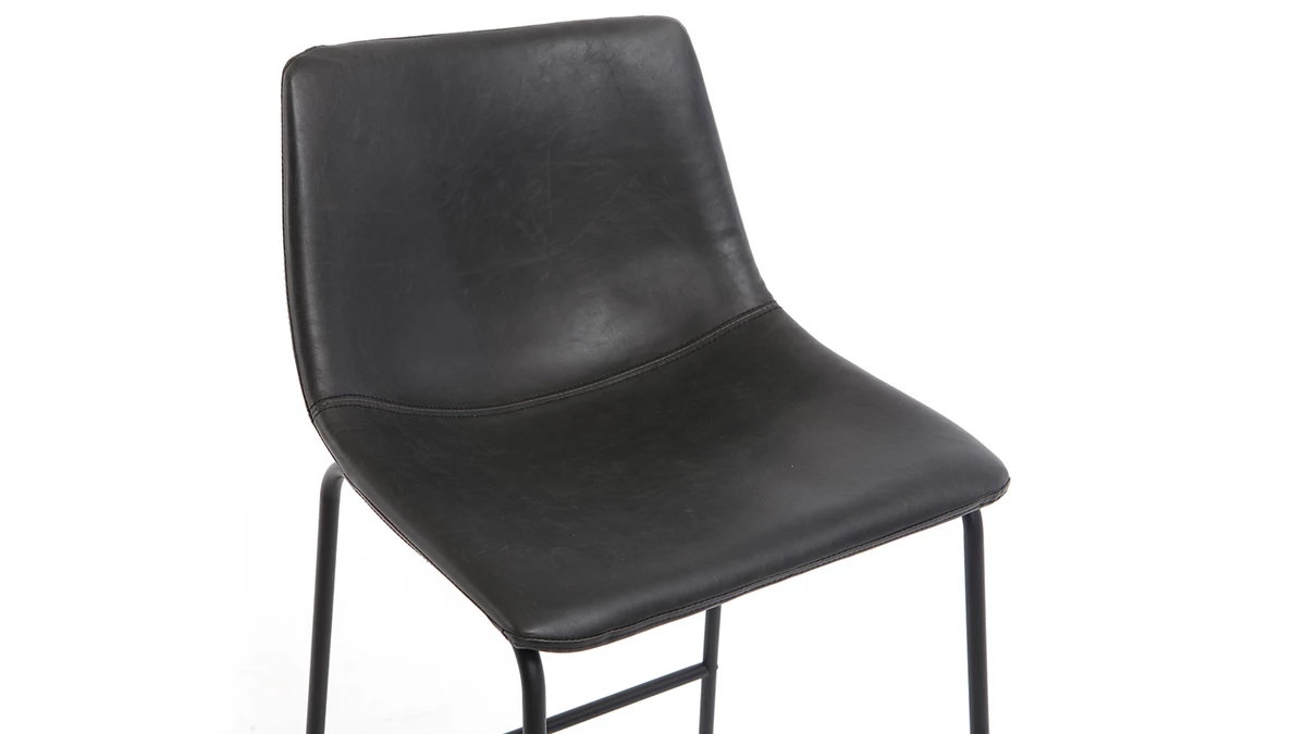 Tabourets De Bar Vintage Noirs 73 Cm (lot De 2) NEW ROCK 7 Tabourets De Bar Vintage Noirs 73 Cm (lot De 2) NEW ROCK – Image 5