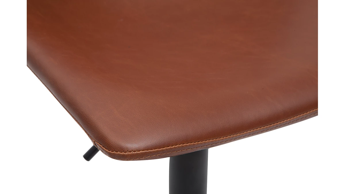 Tabourets De Bar Vintage Réglables Pivotants Marron Clair (lot De 2) NEW ROCK 8 Tabourets De Bar Vintage Réglables Pivotants Marron Clair (lot De 2) NEW ROCK – Image 6