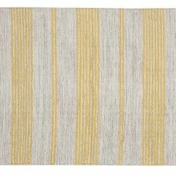 Tapis / Descente De Lit Rectangulaire Beige à Rayures Jaunes 50 X 80 Cm CABOURG
