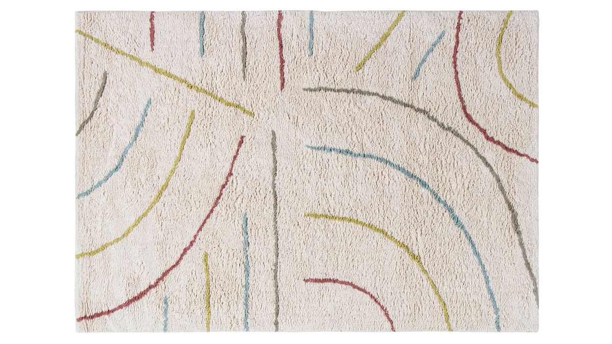 Tapis Enfant Beige Courbes Multicolores L100 X L150 Cm PEPA 3 Tapis Enfant Beige Courbes Multicolores L100 X L150 Cm PEPA