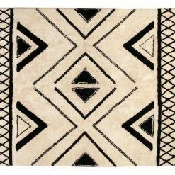 Tapis Ethnique En Coton Noir Et Naturel 160 X 230 Cm MAURI