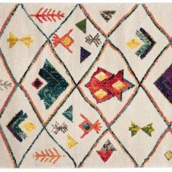 Tapis Motif Berbère Multicolore Avec Pompons Blancs L160 X L230 Cm ALADIN